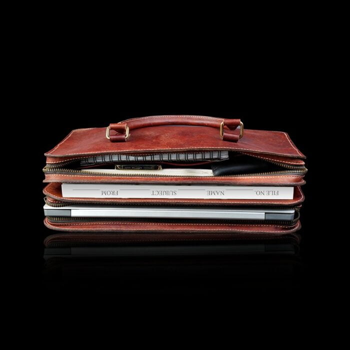 Aptus-Leather Bag with books